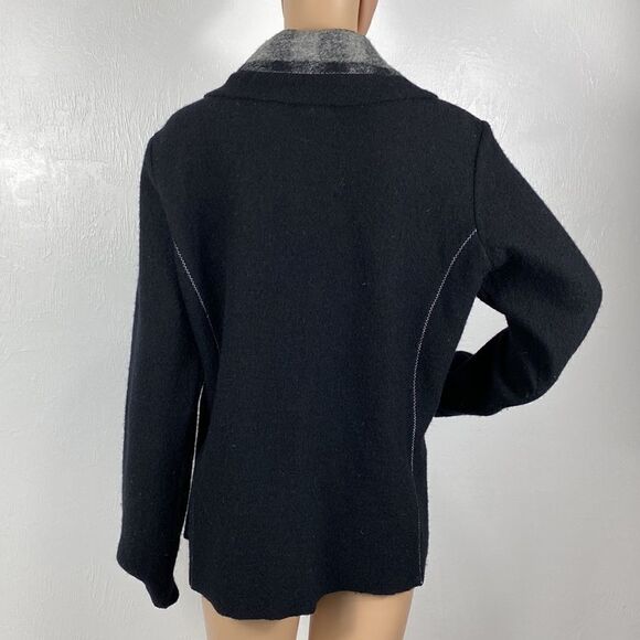 Chico’s Wool Blend Black & Gray Front Pockets Button Front Jacket Size L - Picture 5 of 9
